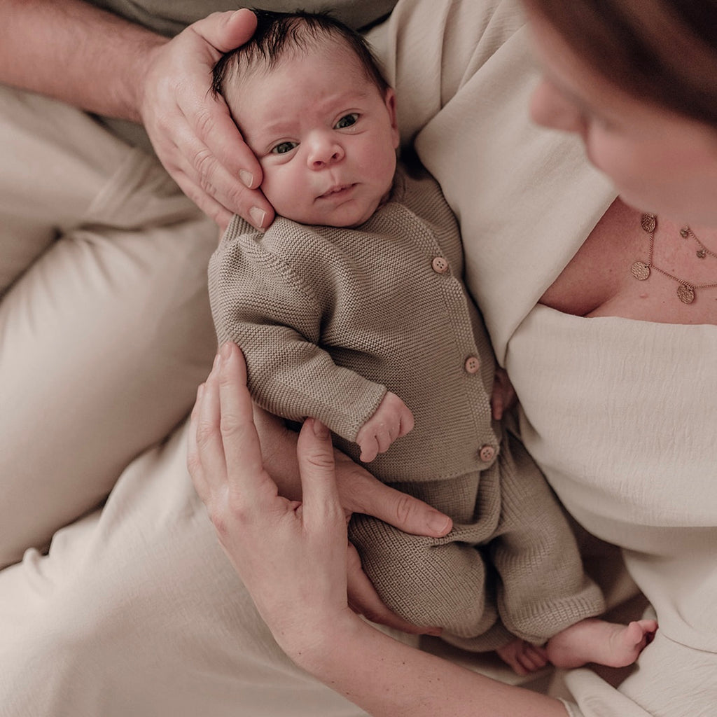 Newborn Organic Caramel Set 🤎 – Leggin + Cardigan